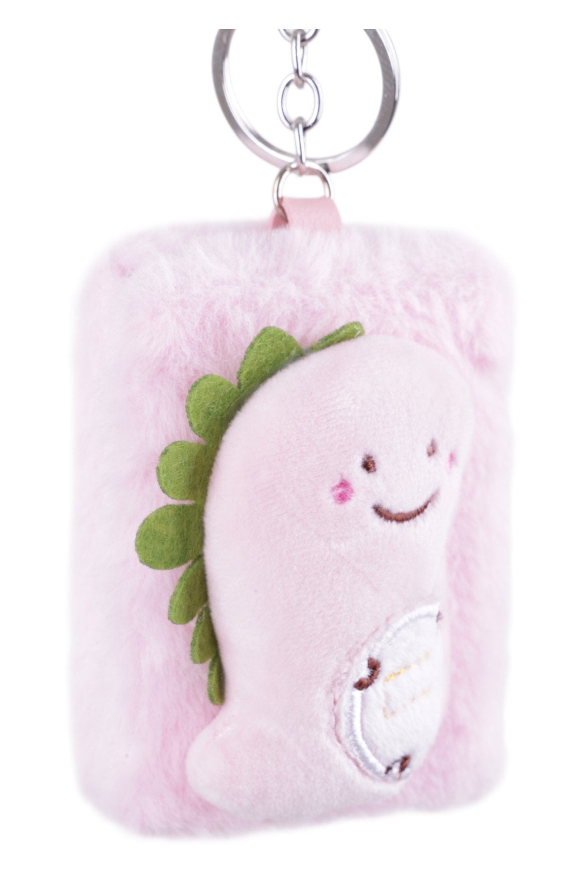 Aynalı Sevimli Dinozor Tasarımlı Pembe Peluş Charm
