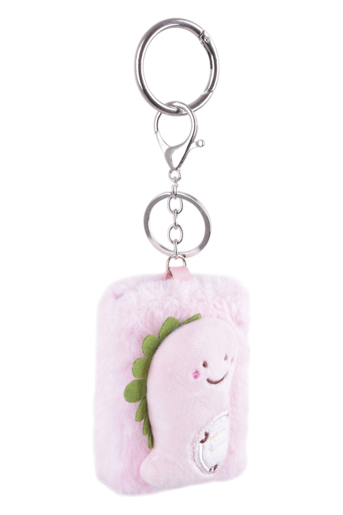 Aynalı Sevimli Dinozor Tasarımlı Pembe Peluş Charm