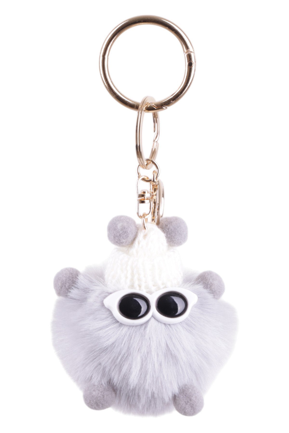 Sevimli Gri Ponpon Peluş Charm ve Çanta Süsü