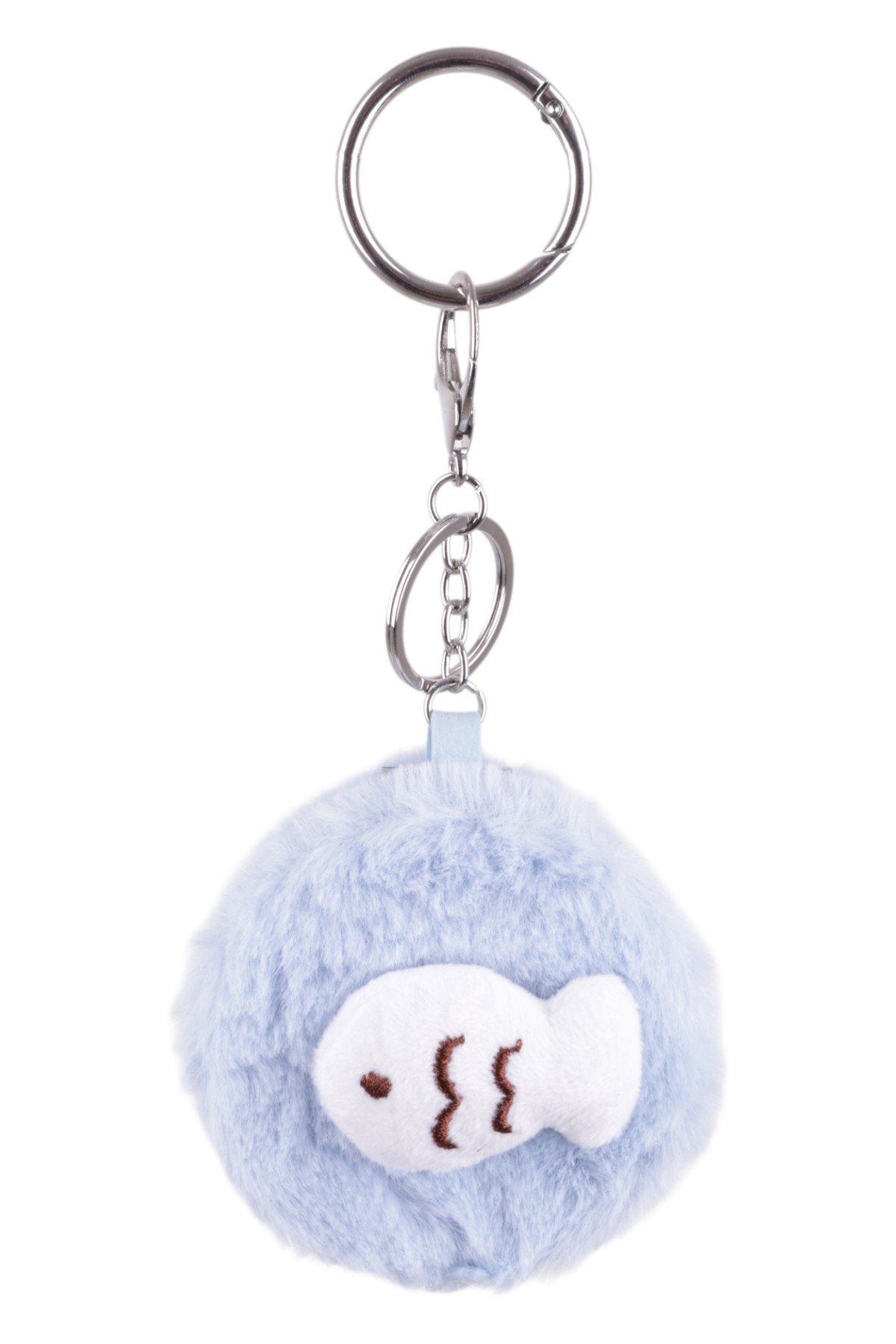 Aynalı Yumuşak Peluş Mavi Ponpon Charm
