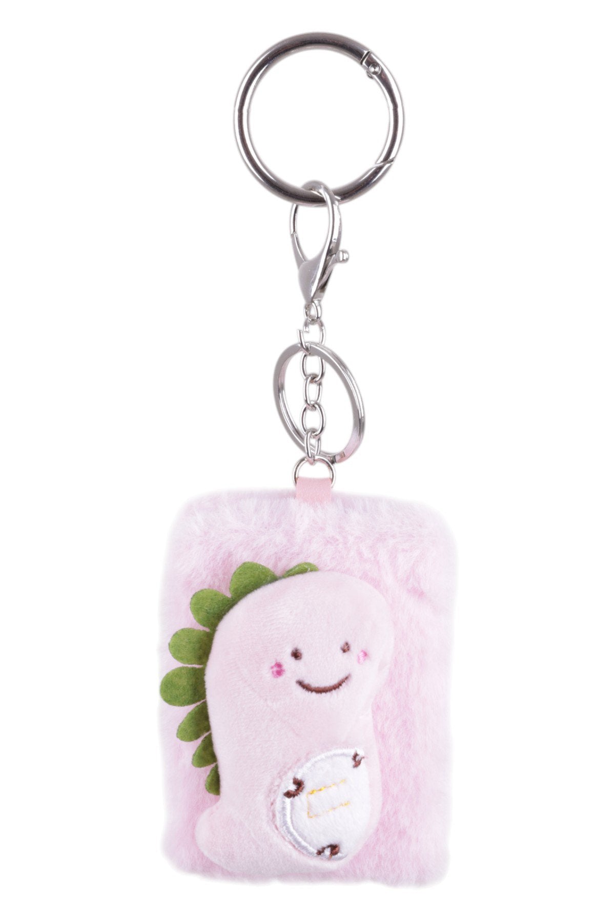 Aynalı Sevimli Dinozor Tasarımlı Pembe Peluş Charm