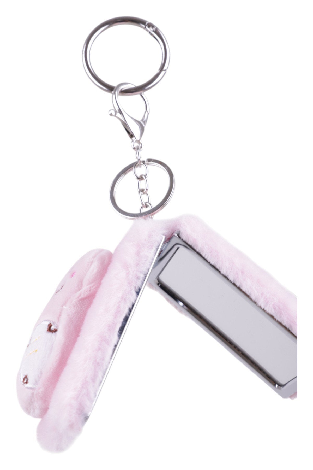 Aynalı Sevimli Dinozor Tasarımlı Pembe Peluş Charm