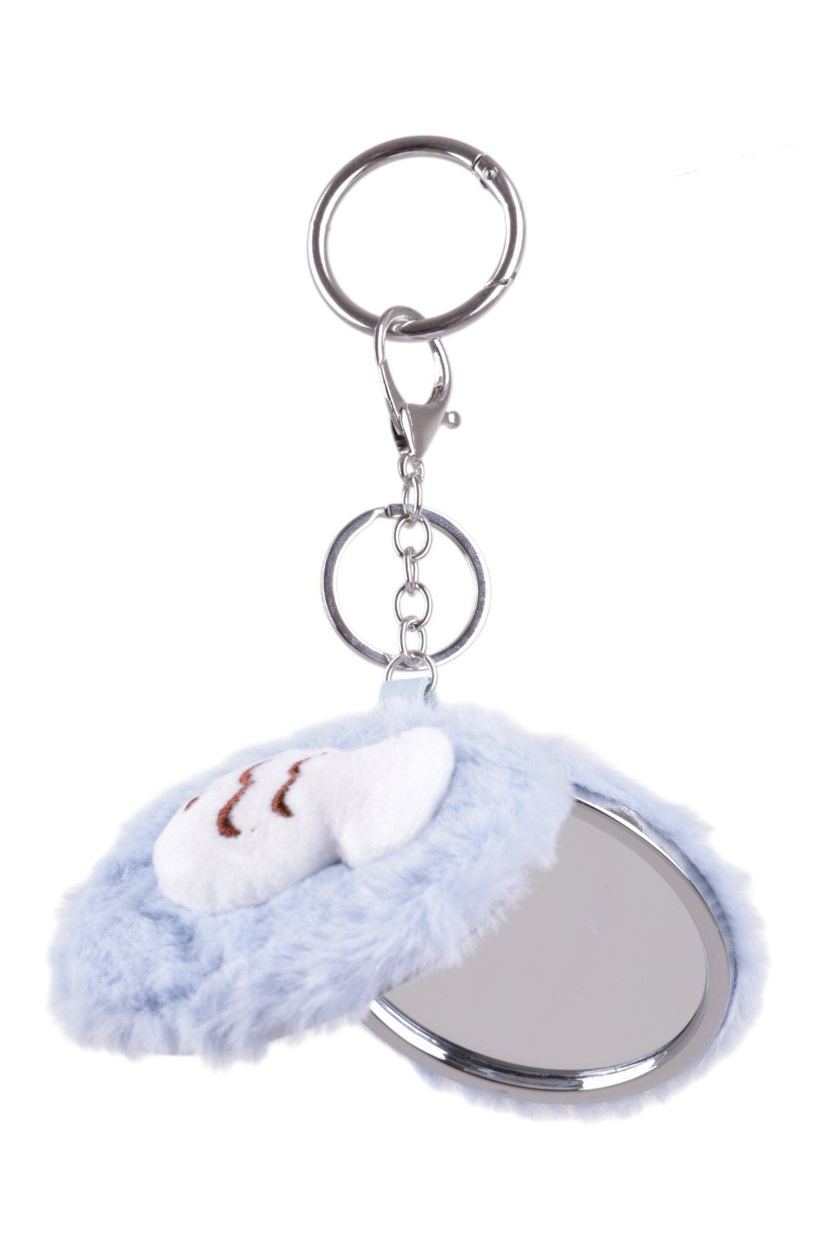 Aynalı Yumuşak Peluş Mavi Ponpon Charm