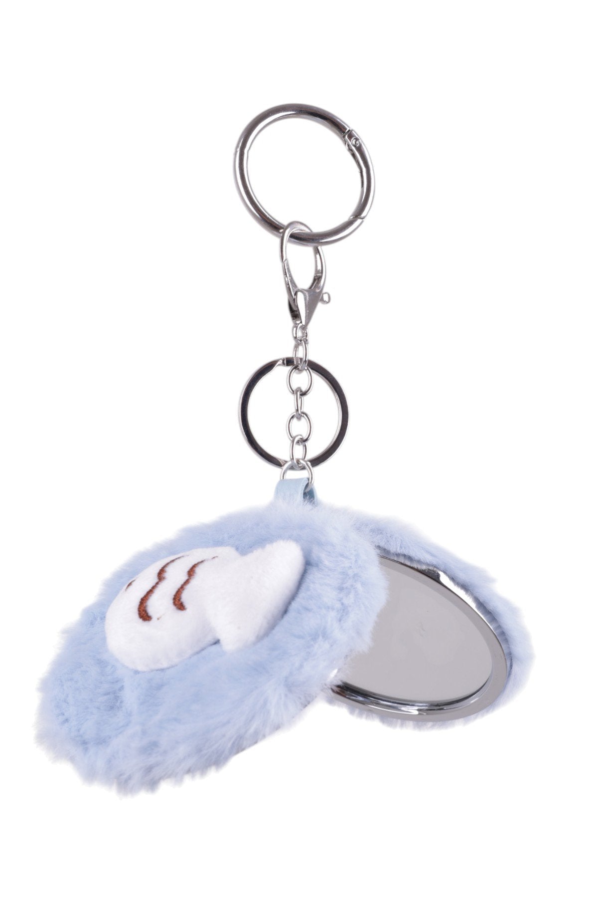 Aynalı Yumuşak Peluş Mavi Ponpon Charm