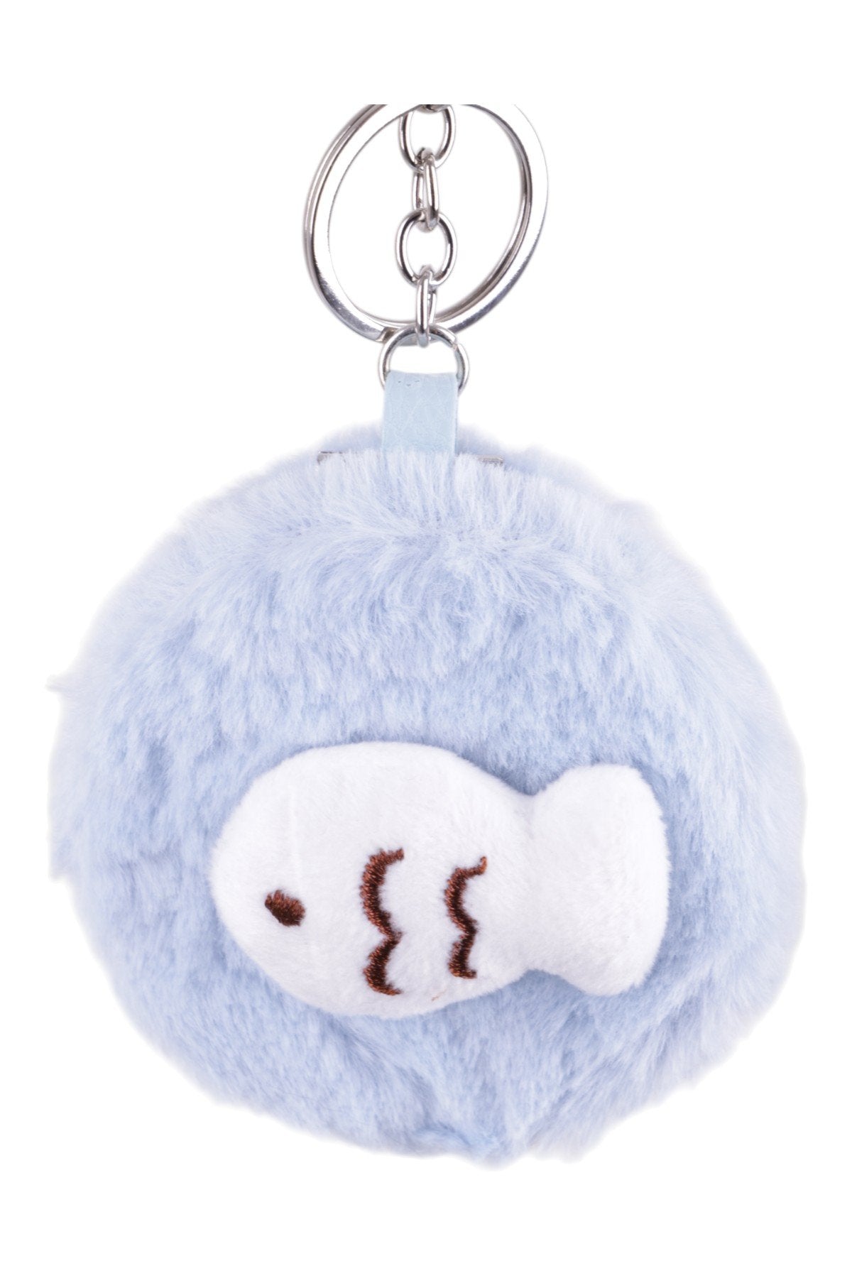 Aynalı Yumuşak Peluş Mavi Ponpon Charm