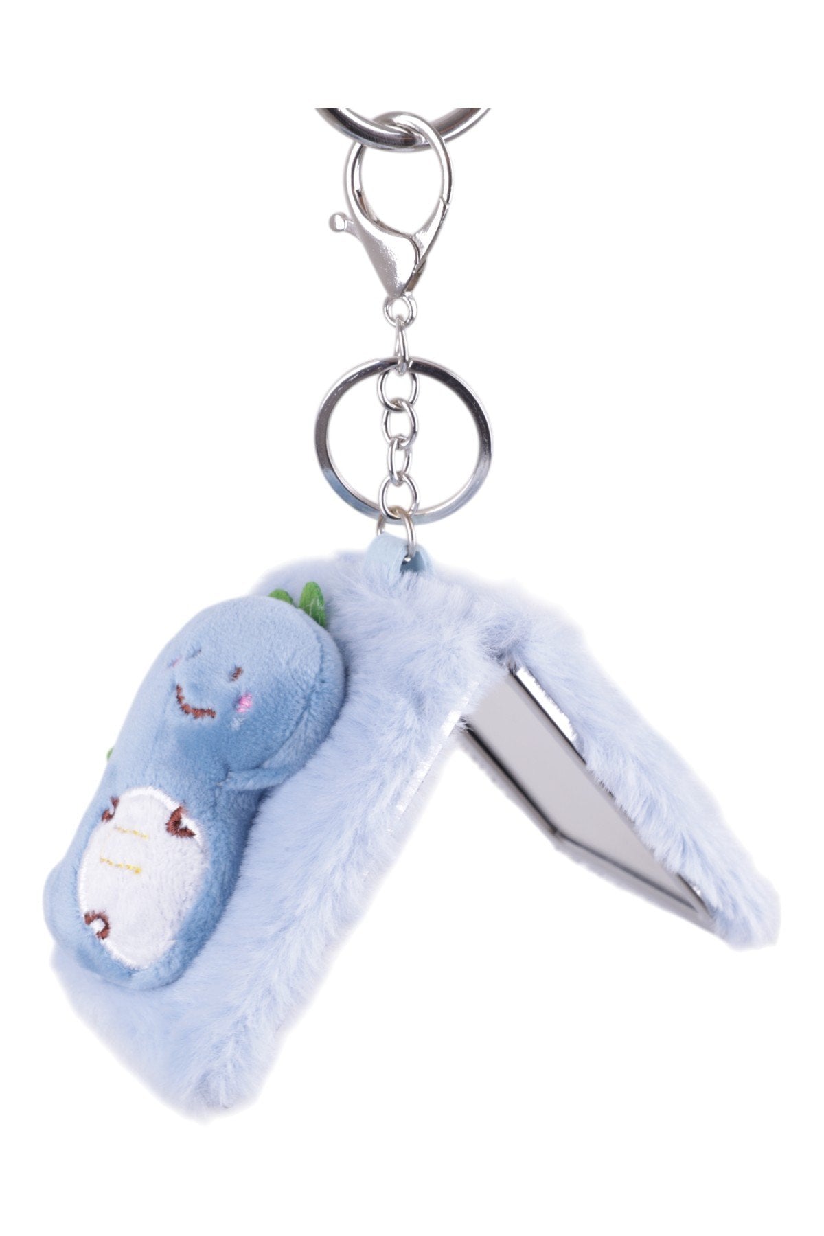 Aynalı Sevimli Peluş Dinozorlu Charm – Yumuşak ve Eğlenceli Tasarım