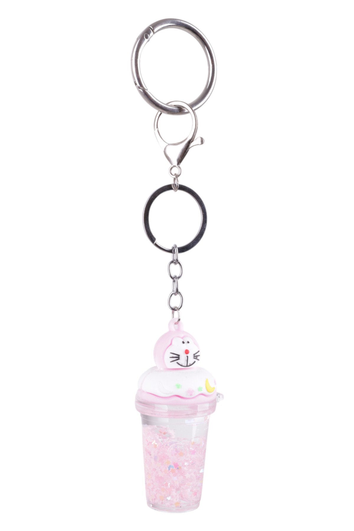 Sevimli Kedi Figürlü Pembe Bardak Charm