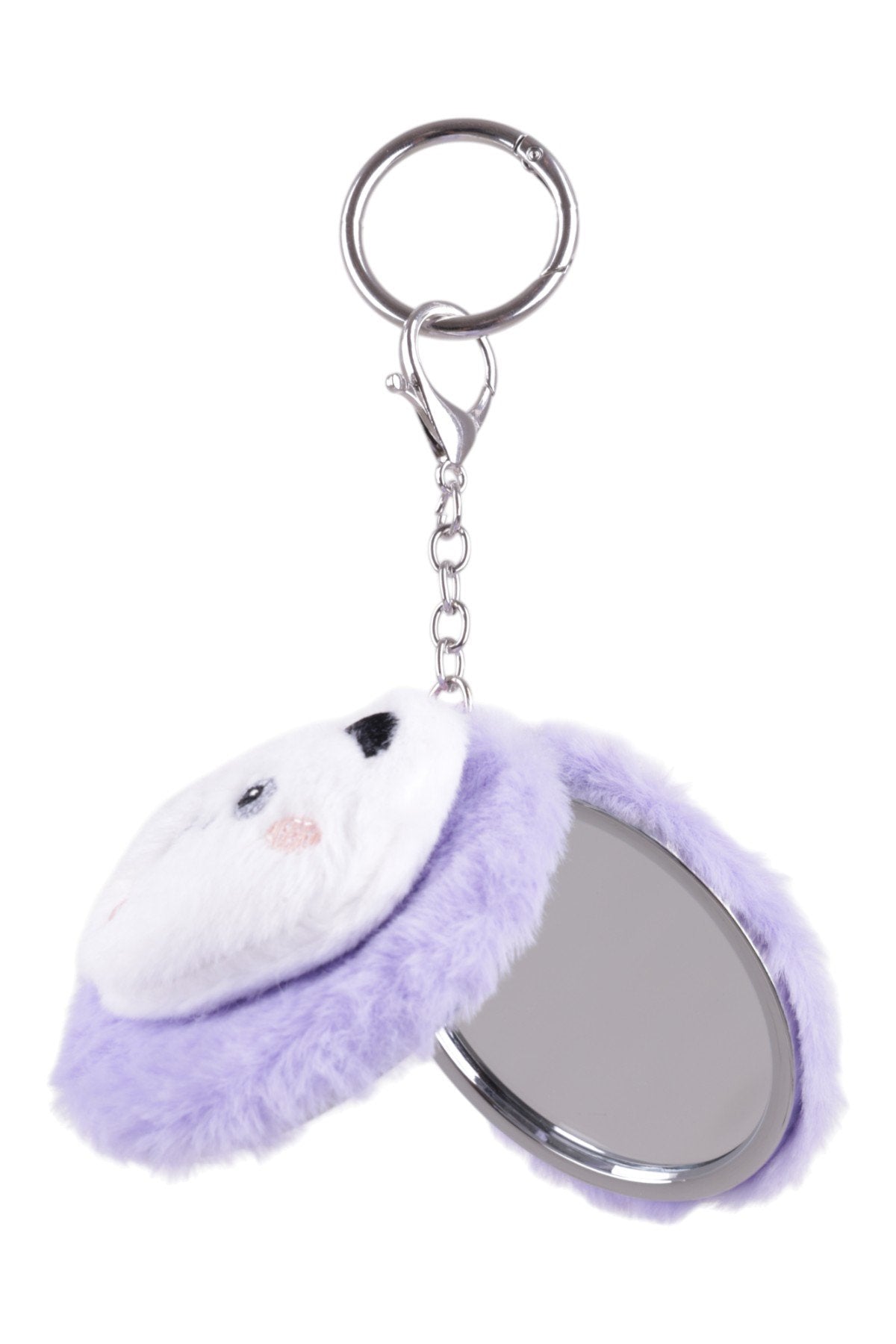 Aynalı Sevimli Mor Peluş Panda Charm – Yumuşacık ve Şık Aksesuar