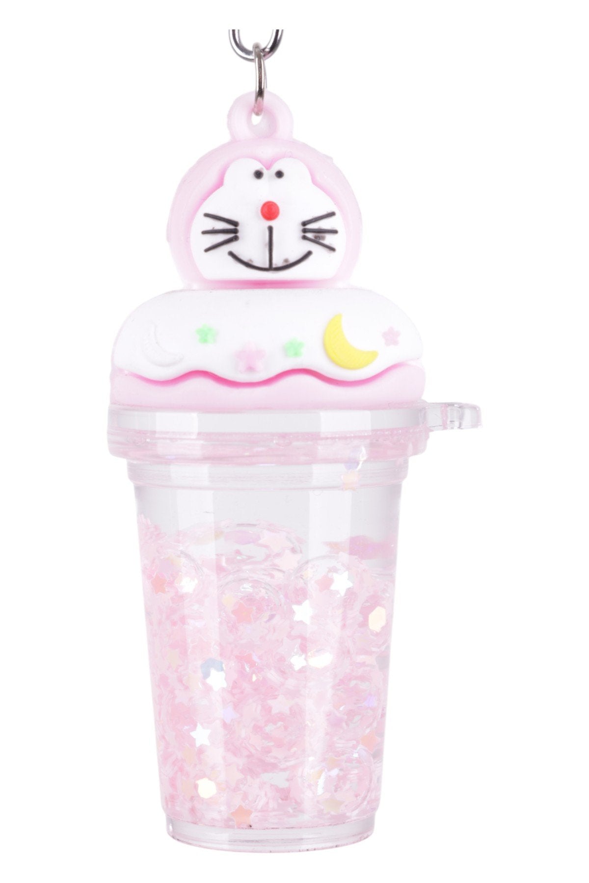 Sevimli Kedi Figürlü Pembe Bardak Charm